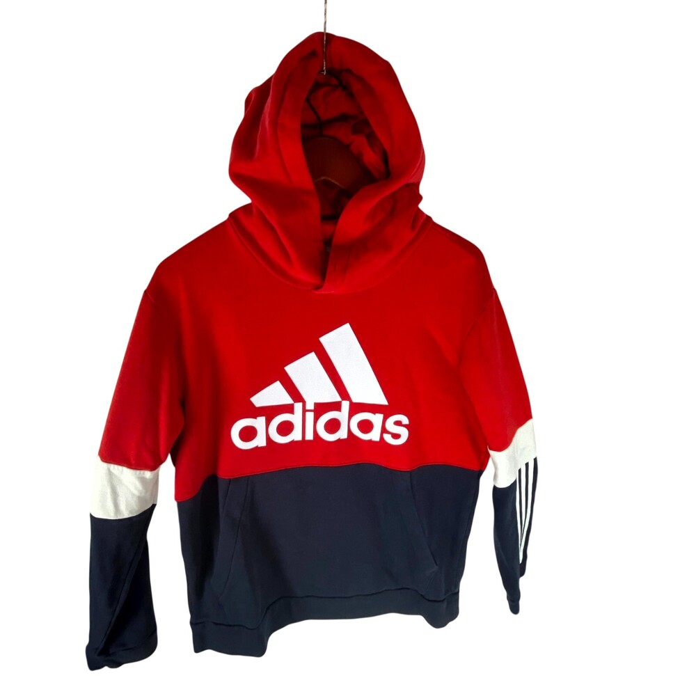 Adidas Essentials Fleece Sweatshirt Mens L Multi Hooded Kangaroo Pocket Pullover
